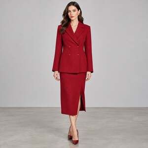 Giorgio Fiorlini Plus 18W Burgundy Career Skirt Suit Set Women’s Business Wear